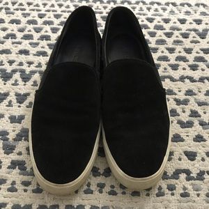 Black Vince suede slip on sneakers